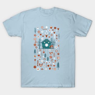 Cuckoo Clock Scandinavian Forest Art T-Shirt